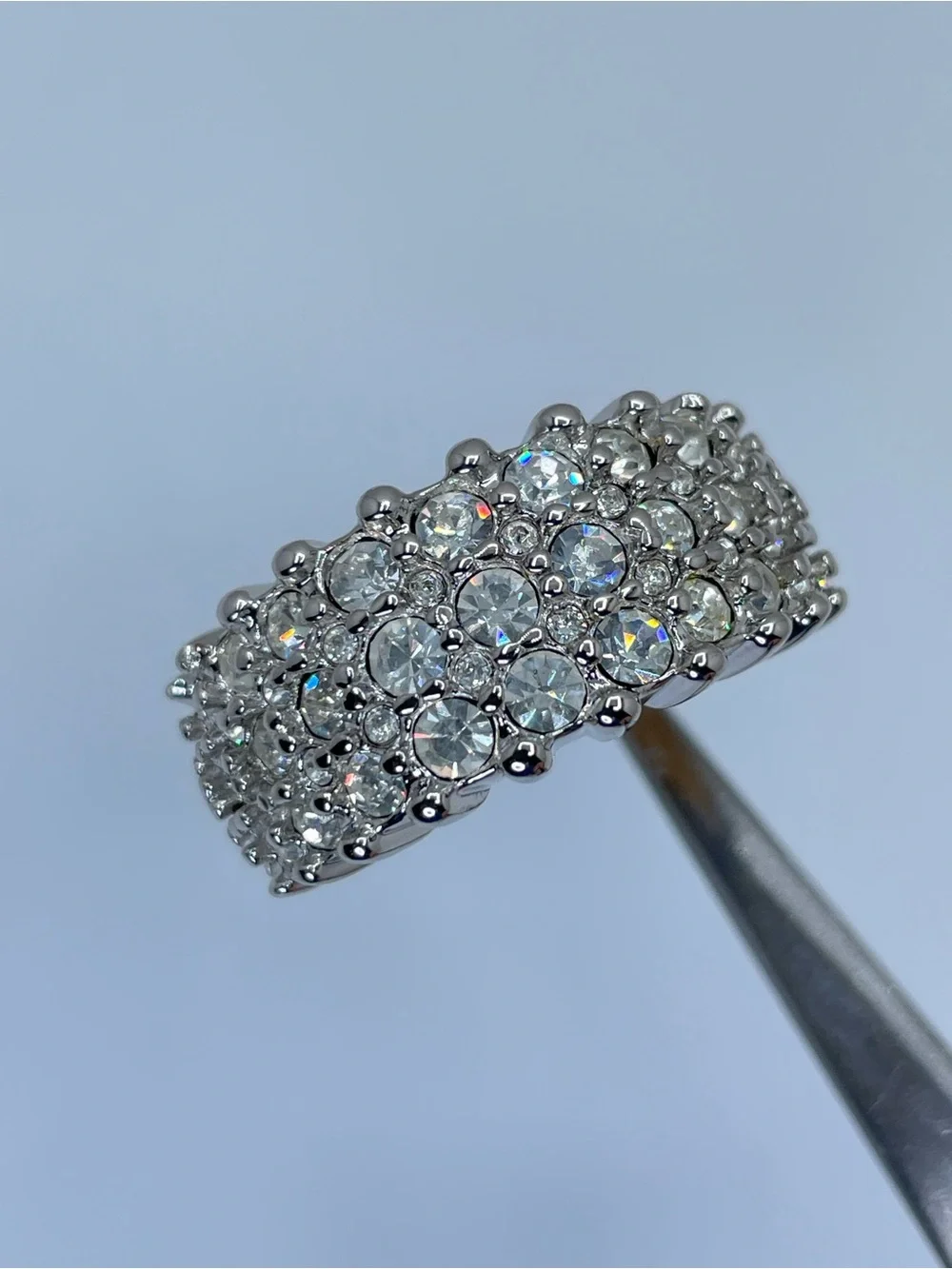 Swarovski Crystal Elements White Crystal Gold Silver Art Deco Statement Ring
